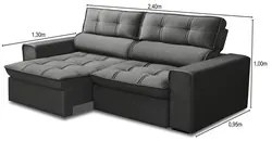 Sofá Retrátil Reclinável 3 Lugares 240cm Blanches F05 Veludo Grafite -