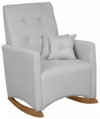 Poltrona Amamentação Base Madeira Balanço Lola Linho Cinza F03 - Mpoze