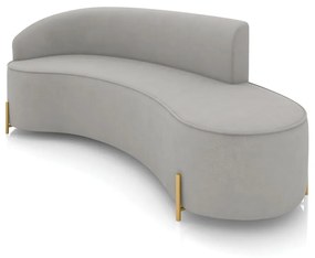 Sofá 4 Lugares Orgânico 220cm Pé Dourado Morgan Suede D03 - D'Rossi - Cinza
