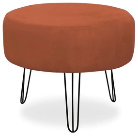 Puff Redondo para Sala Chloe Suede Telha