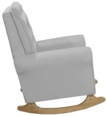Poltrona Amamentação Base Madeira Balanço Maju Veludo Cinza F03 - Mpoz
