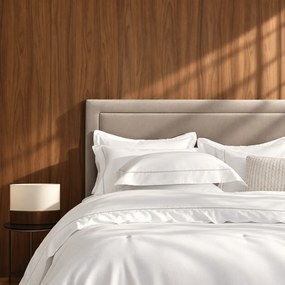 Capa de Edredom/Duvet c/ 2 Fronhas Trussardi Portello Cetim 300 Fios Branco e Legno - Queen  Queen