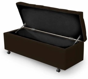 Calçadeira Baú de Casal Queen Size  160 cm Potenza Veludo Marrom - Marrom