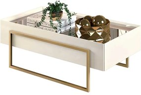 Mesa de Centro Suri 100% MDF Tampo com Espelho 91cm Off White