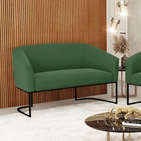 Sofá 2 Lugares Namoradeira Industrial Preto Stella Suede Verde D03 - D'Rossi