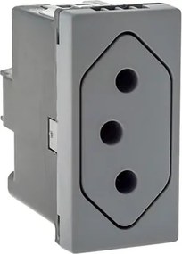 Módulo Tomada 10a 250v Fundo Movel Plástico Cinza Pial Plus