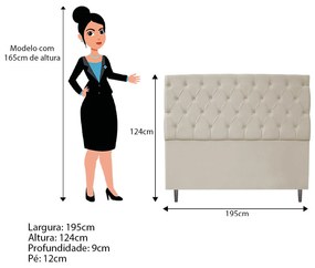 Cabeceira Estofada Liverpool 195 cm King Size Suede Bege - ADJ Decor