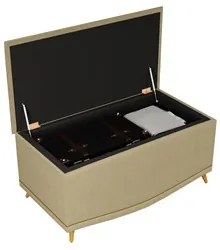 Calçadeira Baú Solteiro 90cm com Tachas Imperial J02 Linho Areia - Mpo