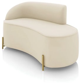 Sofá 2 Lugares Orgânico 140cm Pé Dourado Morgan Veludo D03 - D'Rossi - Bege