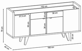 Buffet Balcão Decorativo Albani Sala de Jantar Preto/Nature G26 - Gran Belo