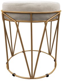 Puff Multiuso com Mesa Babu 2 em 1 Suede Base Dourado D'Rossi - Bege