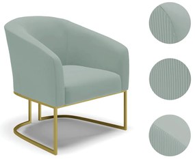 Poltrona Decorativa Industrial Dourado Stella Cotelê Ext/Veludo D03 - D'Rossi - Menta