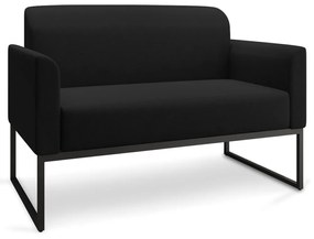 Poltrona Namoradeira Decorativa Isabella Base Industrial Linho Preto G19 - Gran Belo