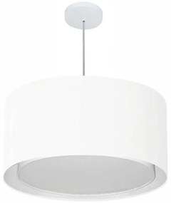 Lustre Pendente Cilíndrico Duplo Md-4289 Cúpula em Tecido 55x30cm Branco - Bivolt