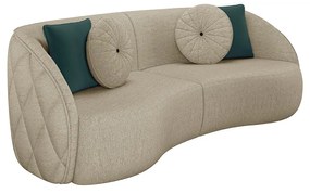 Sofá Decorativo 240cm com Almofadas Redondas Clarke Linho Bege G45 - Gran Belo