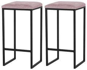 Kit 2 Banqueta Decorativa Billie Base Preta Veludo Rosê G41 - Gran Belo