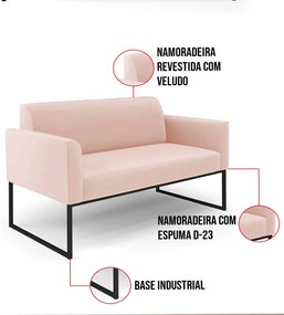 Kit 2 Poltronas Base Industrial Preto Marisa Veludo - Rose