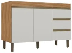 Balcão Gabinete Para Pia 120cm Sem Tampo 2 Portas Karen Z49 Nature/Off