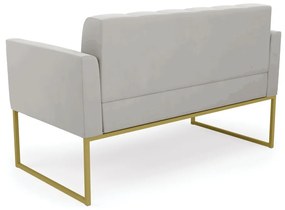 Sofá Namoradeira Elisa Veludo Cinza Base Metálica Industrial Dourado - D'Rossi