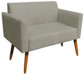 Poltrona Namoradeira Decorativa Isabella Pés Palito Madeira Suede Nude G19 - Gran Belo