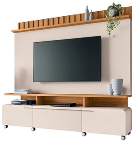 Home Painel Decorativo Alhambra TV até 70 Pol MDP/MDF Pés Rodízio Off White/Cinamomo G26 - Gran Belo