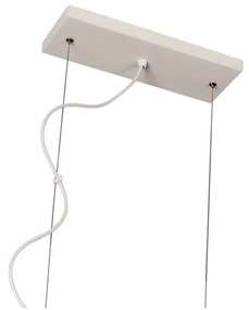 Pendente Dama 120X30Cm 3Xg9 / Cabos Kevlar Cristal / Metal E Globo Ø12... (AZO-F / CB-V - Azul Oceano Fosco / Cobre Brilho Escovado, FOSCO)