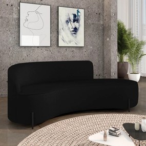Sofá 4 Lugares Orgânico 220cm Pé Ferro Preto Morgan Linho D03 - D'Rossi - Preto