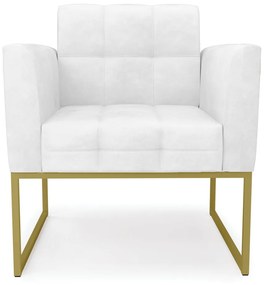 Poltrona Elisa Corano Base Metálica Industrial Dourado - D'Rossi - Branco
