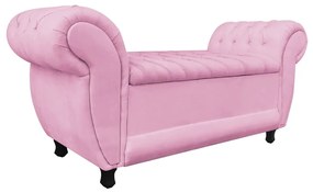 Recamier Baú Londres 1,20 m Suede D'Rossi - Rosa Bebê