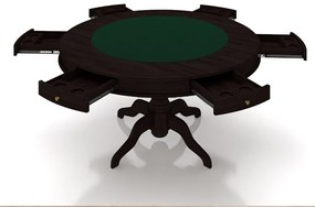 Conjunto Mesa de Jogos Carteado Bellagio Tampo Reversível Verde e 6 Cadeiras Madeira Poker Base Estrela Linho Cinza/Tabaco G42 - Gran Belo