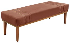 Recamier Decorativo 160cm Kors Veludo Pés de Madeira Cobre G63 - Gran Belo