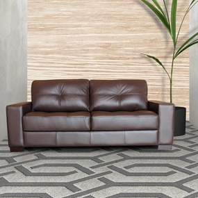 Sofá 3 Lugares Sala de Estar 200cm Milão Couro Chocolate G03 - Gran Belo