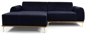 Sofá 3 Lugares Lisboa D07 com Chaise Esquerda 230cm Veludo Marinho - D'Rossi