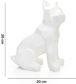 Escultura Decorativa Cachorro Em Resina Branco Mate 26 Cm  - D'Rossi