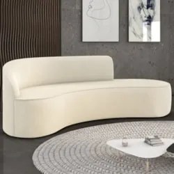 Sofá 4 Lugares Para Sala 220cm Orgânico Wendi Veludo Bege I01  - Mpoze