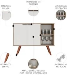 Balcão Buffet Cantinho do Café Bianca Branco/Freijó Z34     - Mpozenat