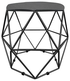 Puff Aramado Hexágono Decorativo Industrial Preto com Suede D03 - D'Rossi - Grafite