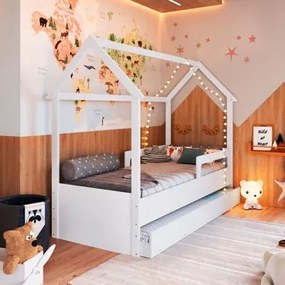 Cama Infantil Montessoriana com Cama Auxiliar Branco Completa Móveis