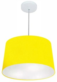 Lustre Pendente Cone Md-4156 Cúpula em Tecido 30/45x40cm Amarelo - Bivolt