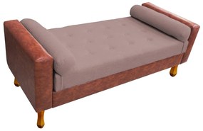 Recamier Félix Casal 140cm Corano Nozes e Linho Rosê - ADJ Decor