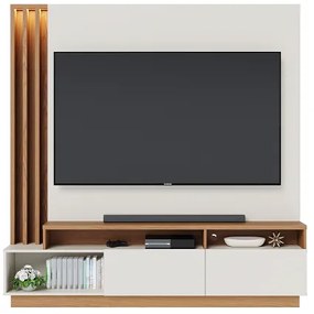 Home Theater Humaita Off White Matte/Freijó - Colibri Móveis