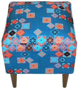 Puff Quadrado Milão Suprema em Suede com Pés Palito - Art Déco