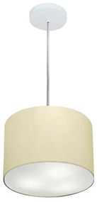 Lustre Pendente Cilíndrico Md-4209 Cúpula em Tecido 25x25cm Algodão Crú - Bivolt