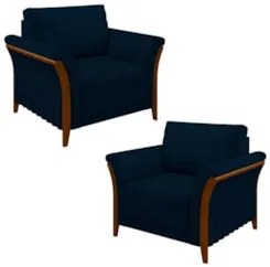Kit 2 Poltronas Decorativas Sala de Estar 102cm Pés Madeira Roya Z32 V