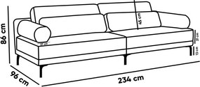 Sofá 3 Lugares Living 234cm Pé Ferro Romeu Bouclê Cinza Claro K01 - D'Rossi