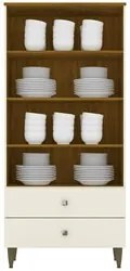 Cristaleira Para Sala De Jantar 02 Portas Liz Off White/Nature HP - He