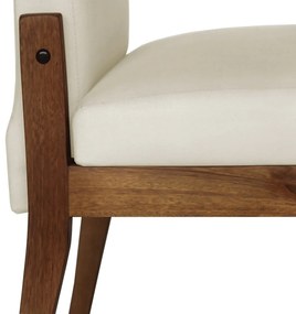 Conjunto 6 Cadeiras De Jantar Aurora Base Madeira Maciça Estofada Suede Bege