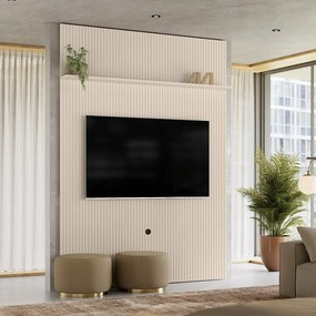Painel TV 65 Pol 179cm Ripado para Sala Valen Off White M20 - D'Rossi