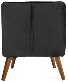 Kit 2 Poltronas Decorativas Dalia Pés de Madeira Suede Preto - Sheep Estofados - Preto