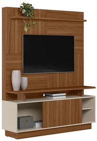 Home Decorativo Vicente MDF/MDP TV até 60 Polegadas Porta de Correr Jatobá/Off White G77 - Gran Belo